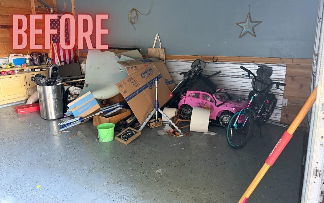 Before: a garage with bikes, toys and boxes